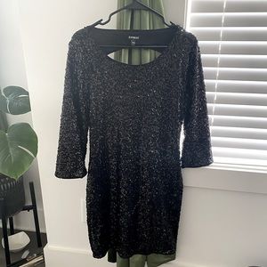 Express Black Sequin Dress 3/4 length sleeve Sz 10